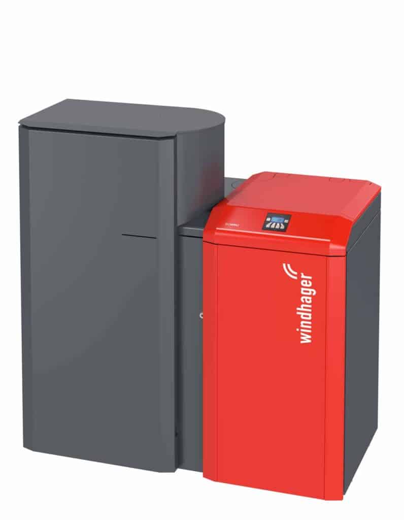 BIOWIN2 WITH BULK PELLET FEED SYSTEM, RESIDENTIAL, UL/CSA/EPA, wood pellet boiler, wood chip boiler, combined heat and energy, renewable energy source, Caluwe, Inc, Boston, MA
