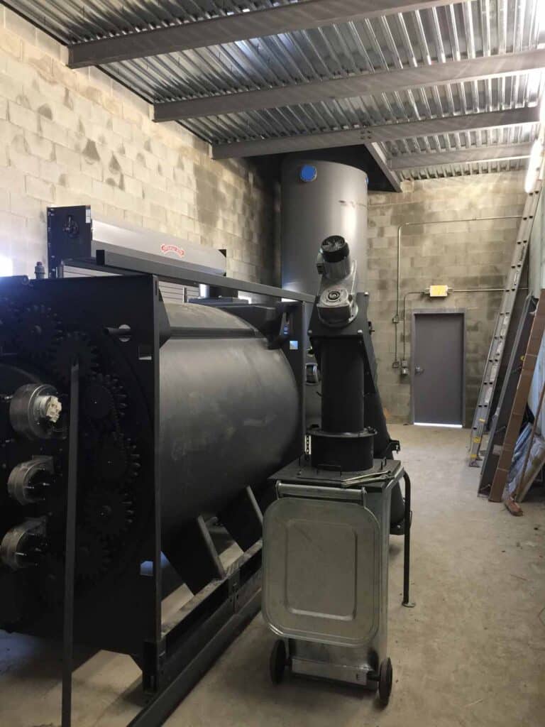 wood chip boiler, wood pellet boiler, biomass heating equipment, biofuels, carbon neutral, renewable energy, wood pellet furnace, wood chip furnace, combined heat and energy, Caluwe, Inc, Boston, MA, thermal storage tank