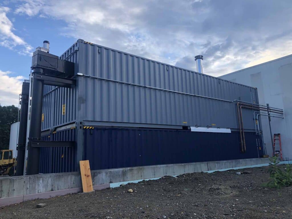 CONTAINERIZED BOILER ROOMS, Caluwe, Inc, Boston, MA, wood chip storage, wood pellet storage, wood chip furnace, wood pellet furnace, biomass energy, biofuels