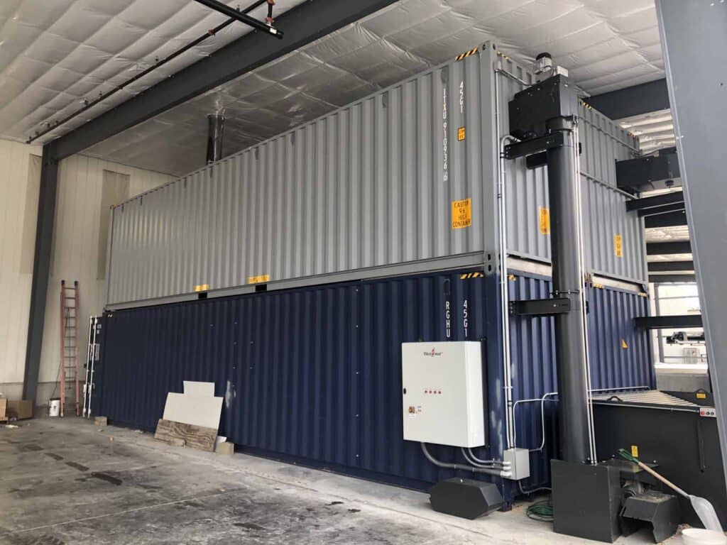 CONTAINERIZED BOILER ROOMS, Caluwe, Inc, Boston, MA, wood chip storage, wood pellet storage, wood chip furnace, wood pellet furnace, biomass energy, biofuels
